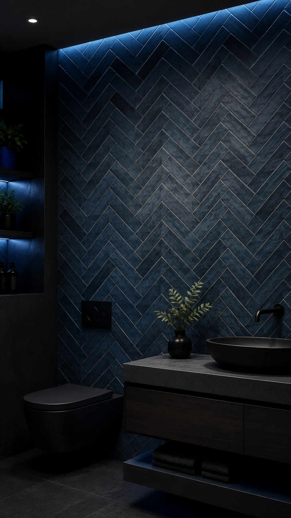 Professional herringbone tile installation